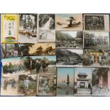 Postcards, a box containing approx. 370, mostly vintage, Japanese cards and packets including