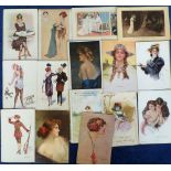 Postcards, Glamour selection of 30+ cards inc. Sagar (12), Suzanne Meunier (2), Kirchner,