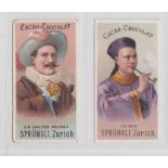Trade cards, Switzerland, Sprungli, 2 type cards, The World's Smokers, Sir Walter Raleigh &