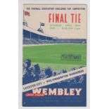 Football Programme, FA Cup Final 1949, Leicester v Wolves (tc, staples removed, otherwise gd)