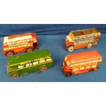 Toys, Tinplate Clockwork Buses, Wells Brimtoy No.804 Trolley Bus, Green Line Transport Single Deck