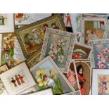 Tony Warr Collection, Ephemera, Kate Greenaway, 35 greetings cards depicting children in the snow,