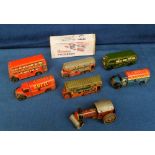 Toys, Wells Brimtoy Pocketoys, Steam Roller, Green Line Bus, Regent Tanker, Shell Tanker, Double