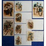 Postcards, a selection of 9 early Tuck published chromos from the British Navy Series nos 100-105 (