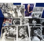 Tennis press photographs, a collection of 80+ photos, mostly b/w & 1980's, all with male tennis