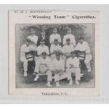 Cigarette card, D & J MacDonald, Cricket and Football Teams (Winning Team), type card, Yorkshire