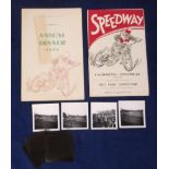 Speedway, California, (England), Annual Dinner Menu from 1954 (sl mark to cover), also programme for