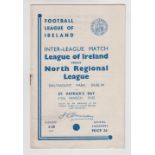 Football programme, League of Ireland v North Ireland Regional League 17 Mar 1943 played at