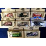 Model Vehicles, 7 boxed Lledo lorries comprising 5 assorted Walkers Crisps vintage vehicles, a bus
