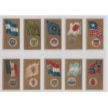 Cigarette cards, ATC, Flags of All Nations (gold background, type set back) (set, 50 cards) (some