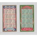 Cigarette cards, Wills, calendar card issues for 1911 & 1912 (gd) (2)