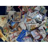 Trade cards, a box of mixed trade cards inc. A&BC Gum, Barratt's, FKS Football stickers, Tazos,