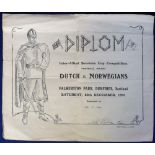 Football, large wartime Inter-Allied Services Cup Diploma issued for the Dutch v Norwegians football