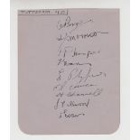 Football autographs, Tottenham, autographed album page dated 1935 signed by 9 players inc. Hooper,
