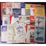 Football programmes, 50+ programmes, mostly 1950's including a few earlier inc. Brentford v