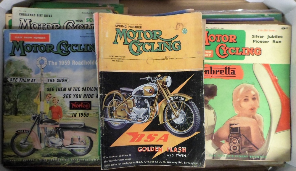 Motor Cycling Magazine, 25+ magazines dating from 1946-61 (fair)