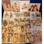 Trade cards, a collection of 50+ Continental trade cards, various issuers inc. Van Houten,