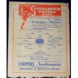 Football programmes, Southampton FC, two home programmes, 1947/8 v Sunderland FAC 3rd round, 10