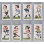 Cigarette cards, Ogden's, 2 sets, Football Caricatures (50 cards, vg) & Famous Rugby Players (set,