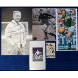 Football autographs, selection of 5 individual signed items each showing centre forwards, Di Stefano