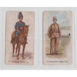 Cigarette & trade cards, 2 Military type card, Goodbody's , Colonial Forces, black back, Canadian