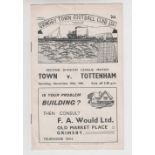 Football programme, Grimsby Town v Tottenham Hotspur 19th November 1949 2nd Division, Spurs