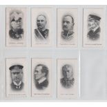 Cigarette cards, Taddy, Admirals & Generals - The War, 7 cards, nos 1. 2, 7, 15, 19, 20 & 34 (gd) (