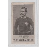 Cigarette card, T E Jones & Co, Welsh Rugby Players, type card, W M Morris, Llanelly (crease, gen