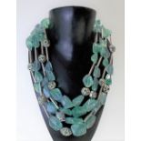 Good contemporary 925 silver aventurine & emerald large bead necklace by Iradj Moini, composed of