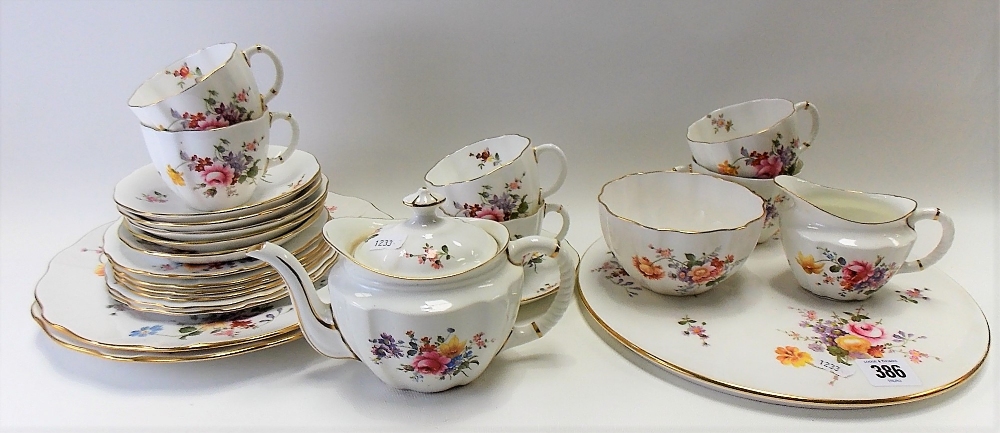 Royal Crown Derby 'Derby Posies' tea set for six, the back stamps of various periods, comprising tea