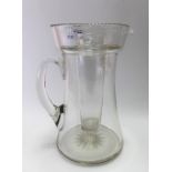 Early 20th Century glass lemonade jug with integral cylindrical ice container, star cut base, height
