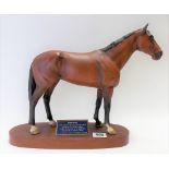 Beswick pottery matt glaze connoisseur model of the horse Nijinsky upon oval wooden base, height