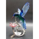 Swarovski coloured crystal and metal hummingbird with flower group, height 16cm.