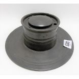 19th Century pewter inkwell with broad circular foot, diameter 20cm.