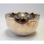 Edwardian silver bowl with shaped rim, maker J D & S, diameter 10.5cm, Sheffield 1906, weight 3.50oz