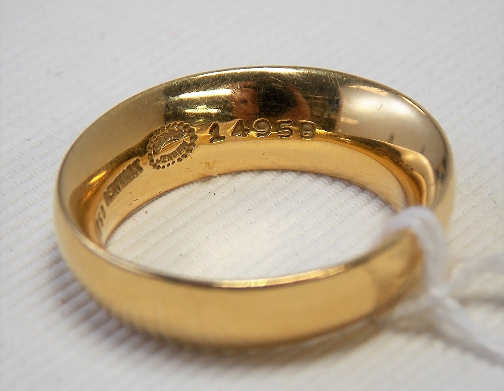 18ct gold wedding band by Georg Jensen, Denmark, stamped marks, weight 10.5g approx.
