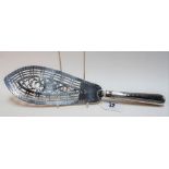 Georgian silver fish server, bright cut and foliate scroll pierced, and engraved with crest,