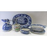 19th Century & later transfer printed pottery including a George Jones & Sons crescent china 'God