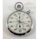 Modern Breitling chrome plated stopwatch with two subsidiary dials and Arabic numerals (af).