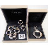 Georg Jensen silver 'Hoop' suite comprising, bracelet, pendant necklace & pair of earrings,