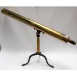 Brass lacquer telescope on tripod stand by Braham, 6 George Street, Bath, barrel length 37.5in.