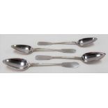 Set of four French silver teaspoons, weight 28g approx.