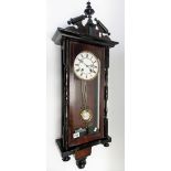 Vienna two-train wall clock within walnut & ebonised case, height 96cm