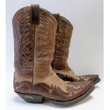 Pair of modern Sendra leather gentlemen's cowboy boots with Goodyear welted soles, size 9.5.