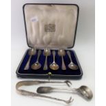 Cased set of six George VI silver tea spoons, Sheffield 1938, weight 1.80oz approx; together with