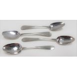 Four Georgian silver teaspoons, weight 1.40oz approx.