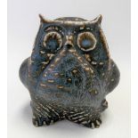 A Carl Harry Stalhane for Rorstrand, Sweden stoneware model of a stylised owl, incised pottery &