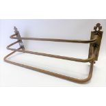 Victorian brass wall mounting three section towel rail, width 54cm.