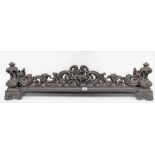 19th Century Carron Ironworks cast iron fender in rococo style, foliate scroll cast & pierced, width