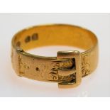 Victorian 19ct buckle ring, foliate engraved, hallmarked Chester 1881, weight 4g approx.